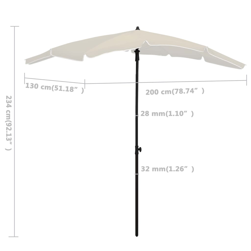 Sonnenschirm mit Mast 200x130 cm Sandfarbe