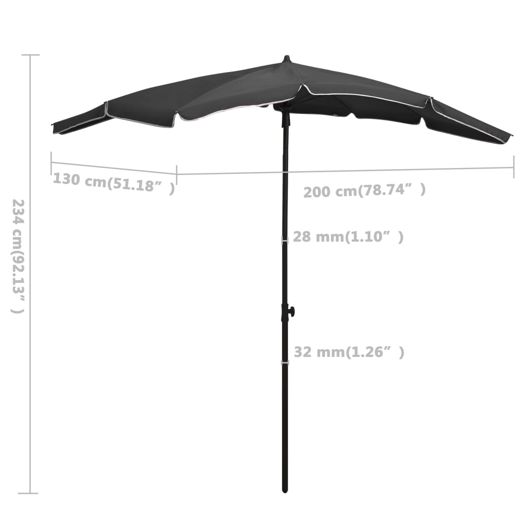 Sonnenschirm mit Mast 200x130 cm Anthrazit