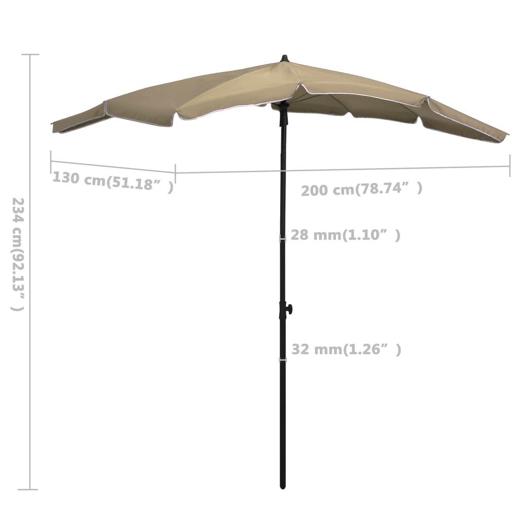 Sonnenschirm mit Mast 200x130 cm Taupe