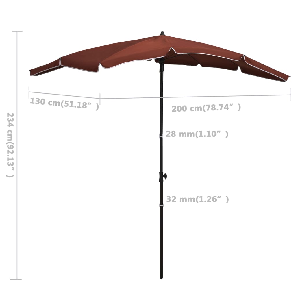 Sonnenschirm mit Mast 200x130 cm Terrakottarot