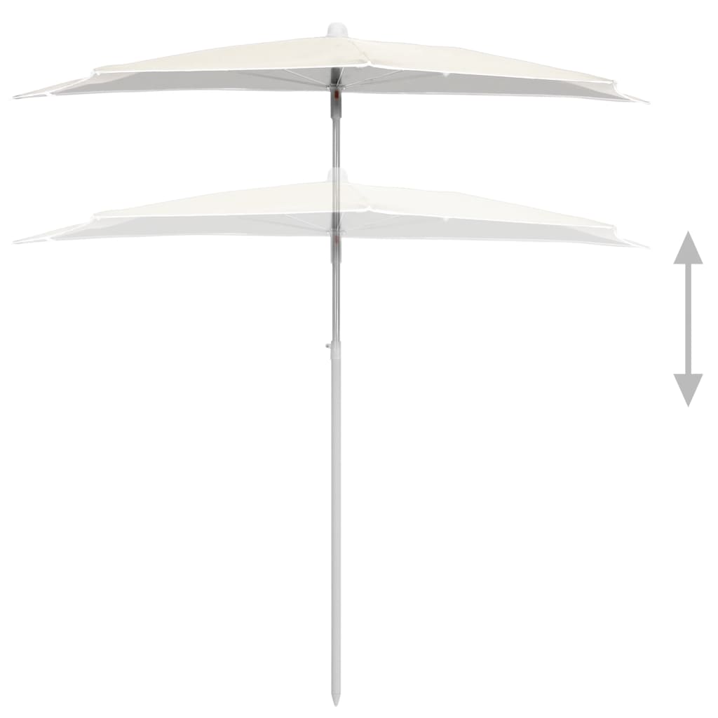 Halb-Sonnenschirm mit Mast 180x90 cm Sandfarbe