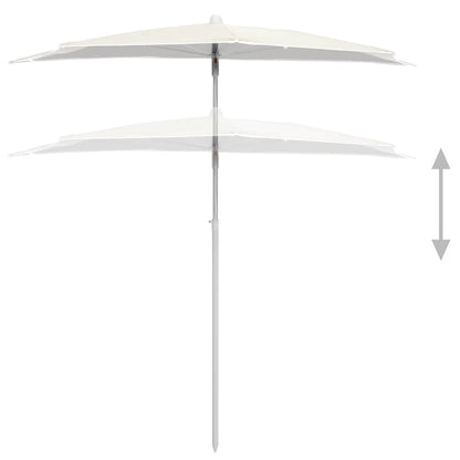 Halb-Sonnenschirm mit Mast 180x90 cm Sandfarbe