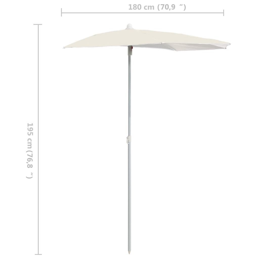 Halb-Sonnenschirm mit Mast 180x90 cm Sandfarbe