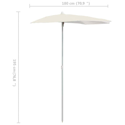 Halb-Sonnenschirm mit Mast 180x90 cm Sandfarbe
