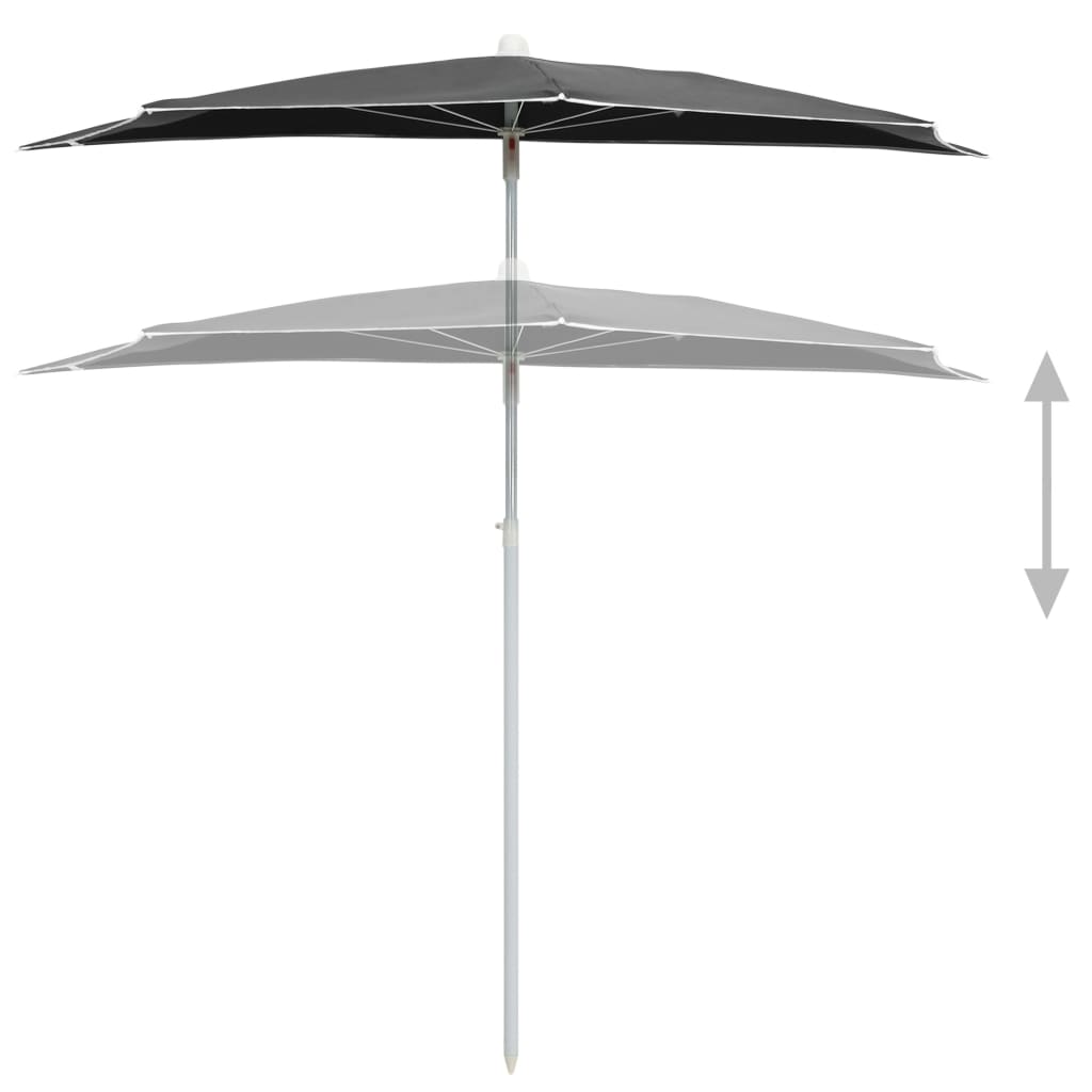 Halb-Sonnenschirm mit Mast 180x90 cm Anthrazit