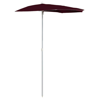 Halb-Sonnenschirm mit Mast 180x90 cm Bordeauxrot