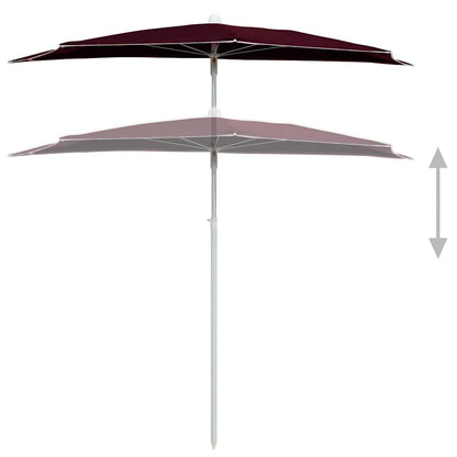 Halb-Sonnenschirm mit Mast 180x90 cm Bordeauxrot