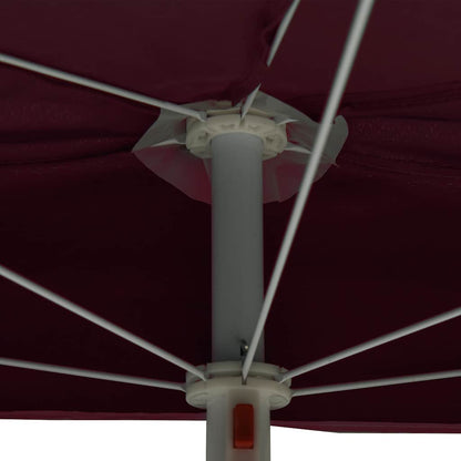 Halb-Sonnenschirm mit Mast 180x90 cm Bordeauxrot