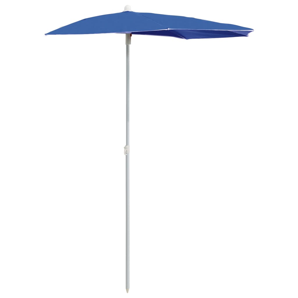 Halb-Sonnenschirm mit Mast 180x90 cm Azurblau