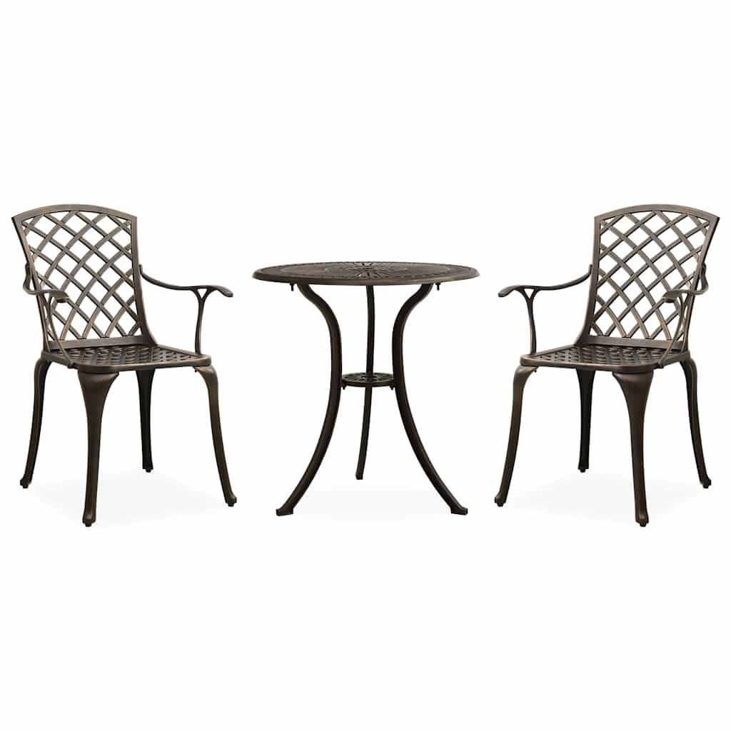 3-tlg. Bistro-Set Aluminiumguss Bronzen
