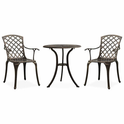 3-tlg. Bistro-Set Aluminiumguss Bronzen