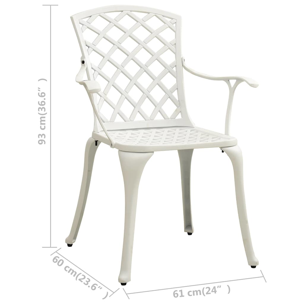 3-tlg. Bistro-Set Aluminiumguss Weiß