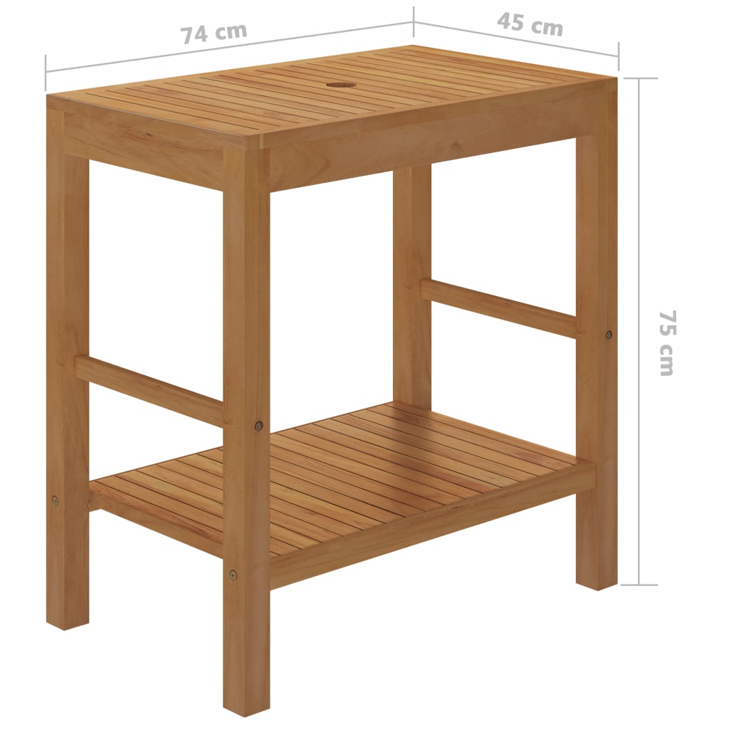 Waschtisch Massivholz Teak mit Waschbecken Marmor Schwarz