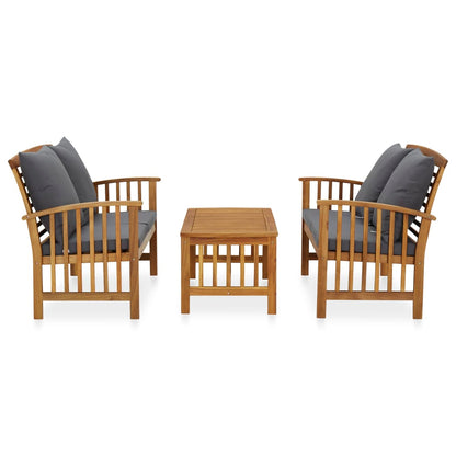 3-tlg. Garten-Lounge-Set mit Auflagen Massivholz Akazie