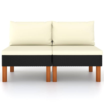 Mittelsofas 2 Stk. Poly Rattan und Eukalyptus Massivholz