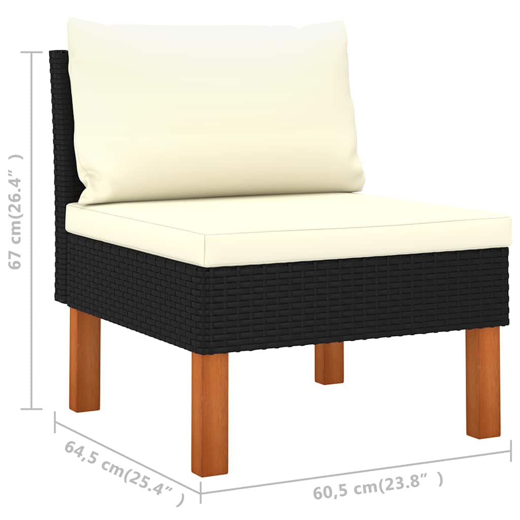 3-tlg. Garten-Lounge-Set Poly Rattan und Eukalyptus Massivholz