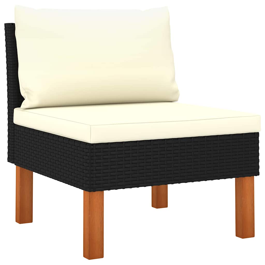 3-tlg. Garten-Lounge-Set Poly Rattan und Eukalyptus Massivholz