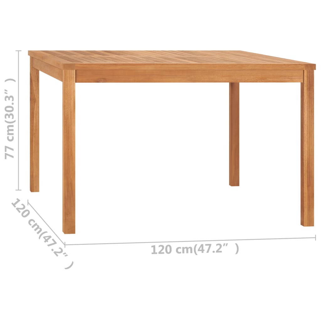 Table à manger de jardin 120x120x77 cm en bois de teck massif
