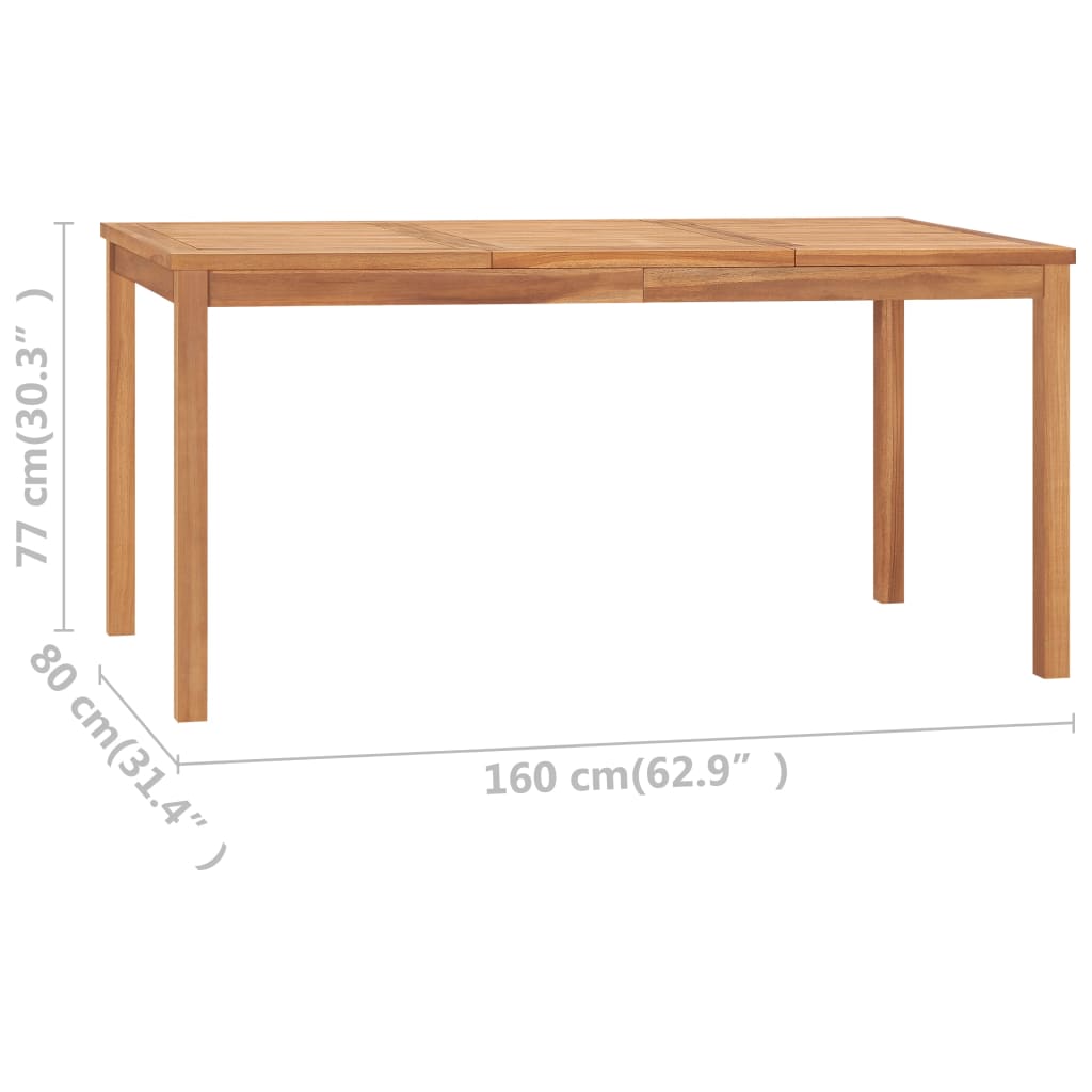 Garten-Esstisch 160x80x77 cm Massivholz Teak