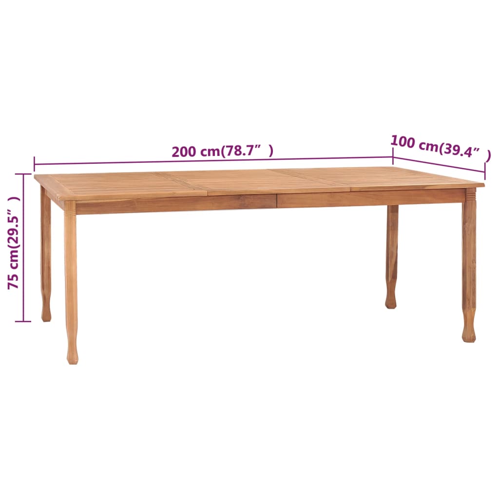 Garten-Esstisch 200x100x75 cm Teak Massivholz