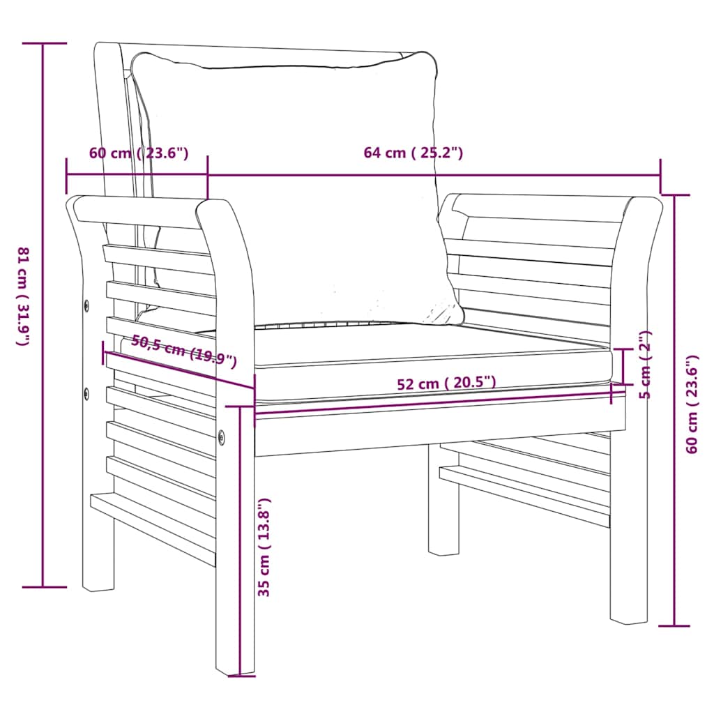 4-tlg. Garten-Lounge-Set mit Kissen Massivholz Akazie