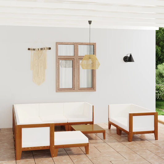 Salon de jardin 10 pièces avec coussins, bois d'acacia massif