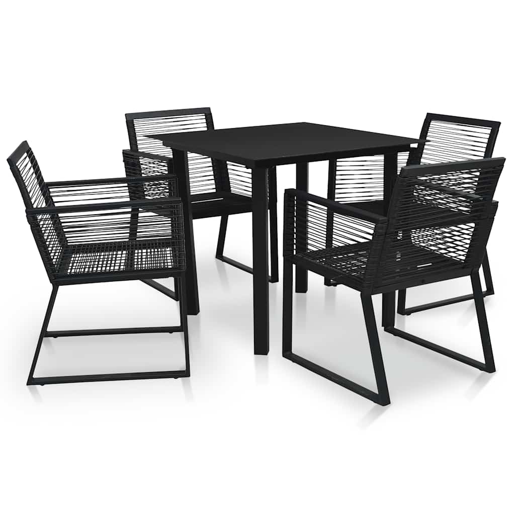 5-tlg. Garten-Essgruppe PVC Rattan Schwarz