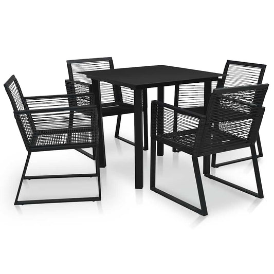 5-tlg. Garten-Essgruppe PVC Rattan Schwarz
