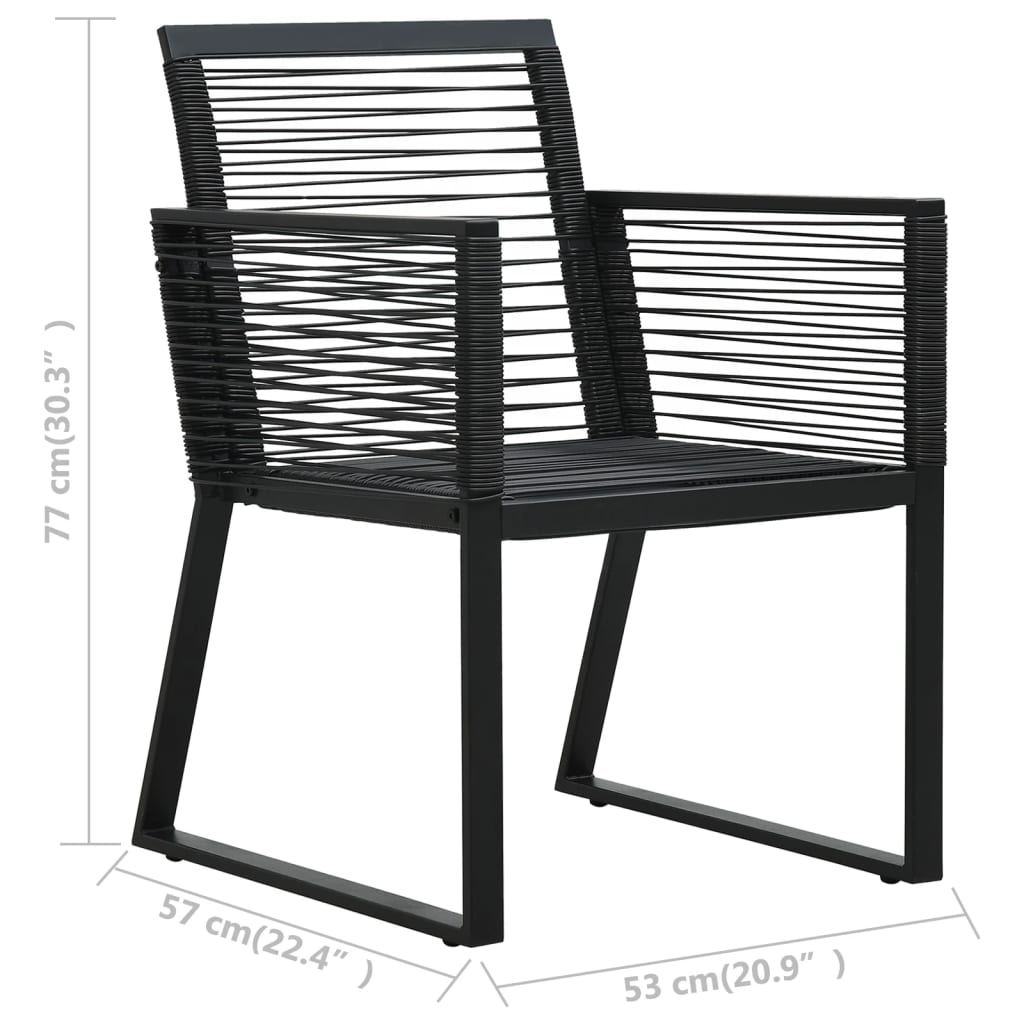 5-tlg. Garten-Essgruppe PVC Rattan Schwarz
