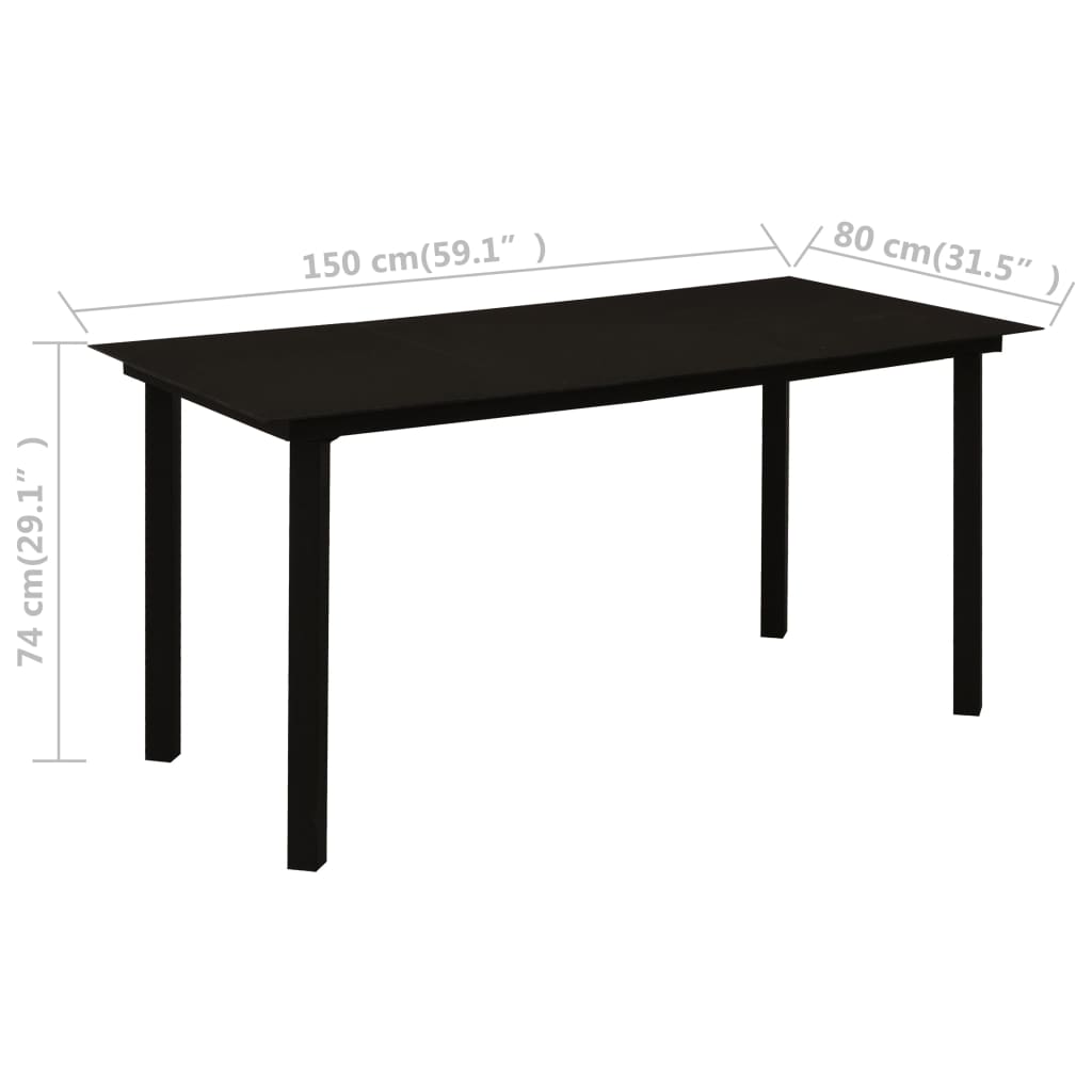 5-tlg. Garten-Essgruppe PVC Rattan Schwarz
