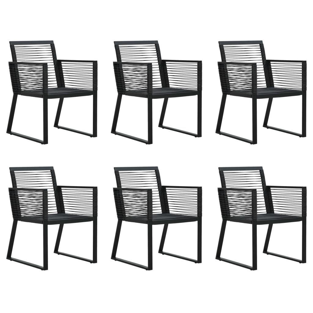 7-tlg. Garten-Essgruppe PVC Rattan Schwarz