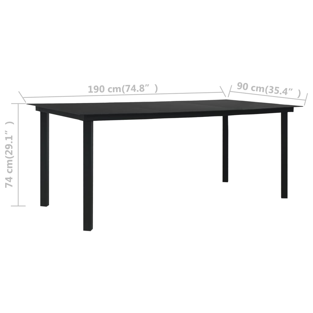 7-tlg. Garten-Essgruppe PVC Rattan Schwarz