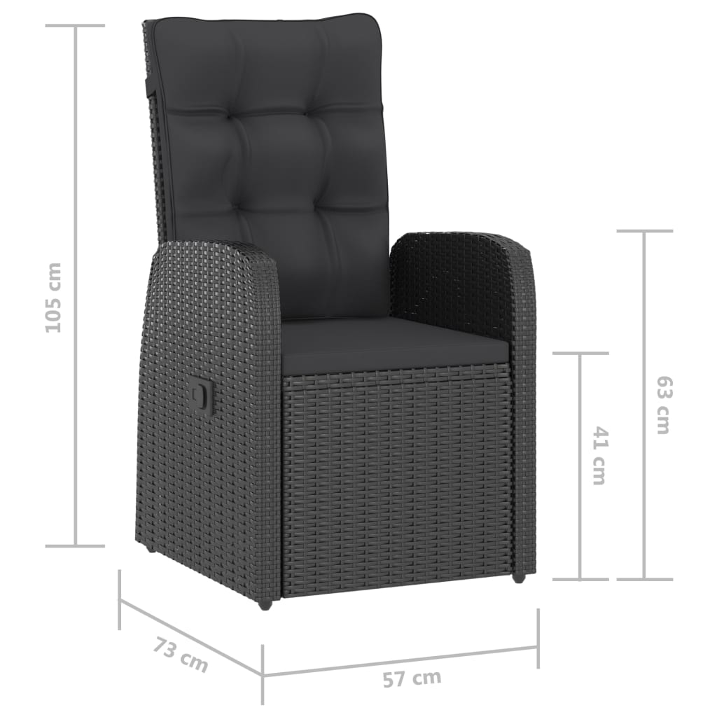 11-tlg. Garten-Essgruppe mit Kissen Poly Rattan Schwarz