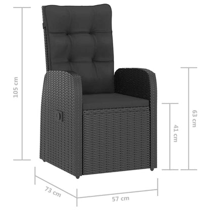 11-tlg. Garten-Essgruppe mit Kissen Poly Rattan Schwarz