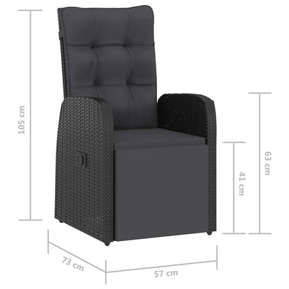 11-tlg. Garten-Essgruppe mit Kissen Poly Rattan Schwarz