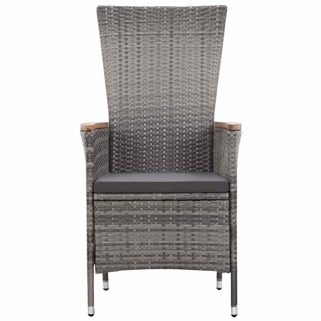 3-tlg. Garten-Lounge-Set mit Kissen Poly Rattan Grau