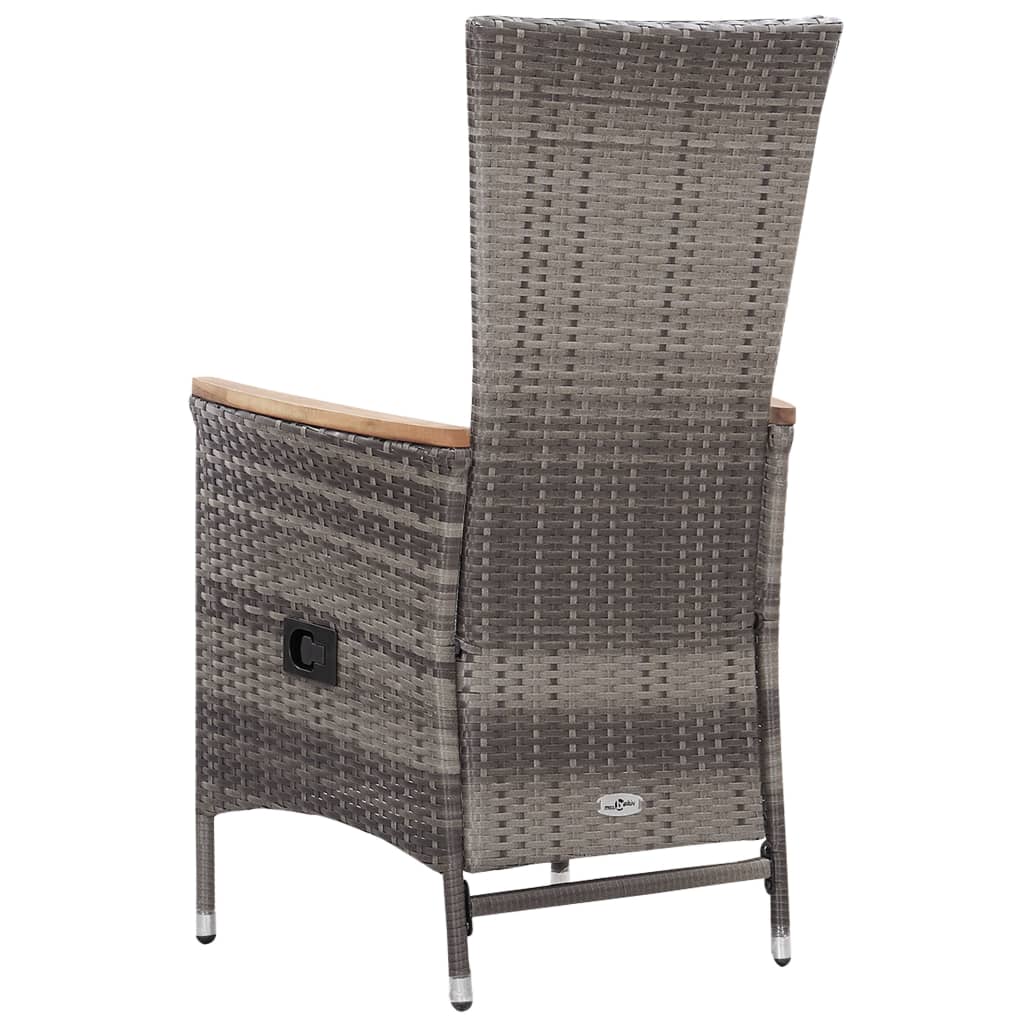 3-tlg. Garten-Lounge-Set mit Kissen Poly Rattan Grau