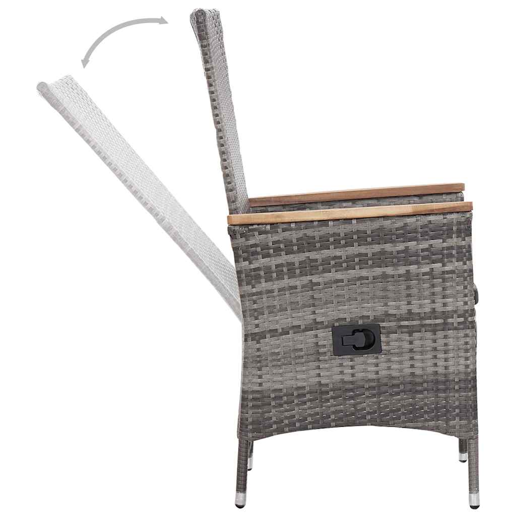 3-tlg. Garten-Lounge-Set mit Kissen Poly Rattan Grau