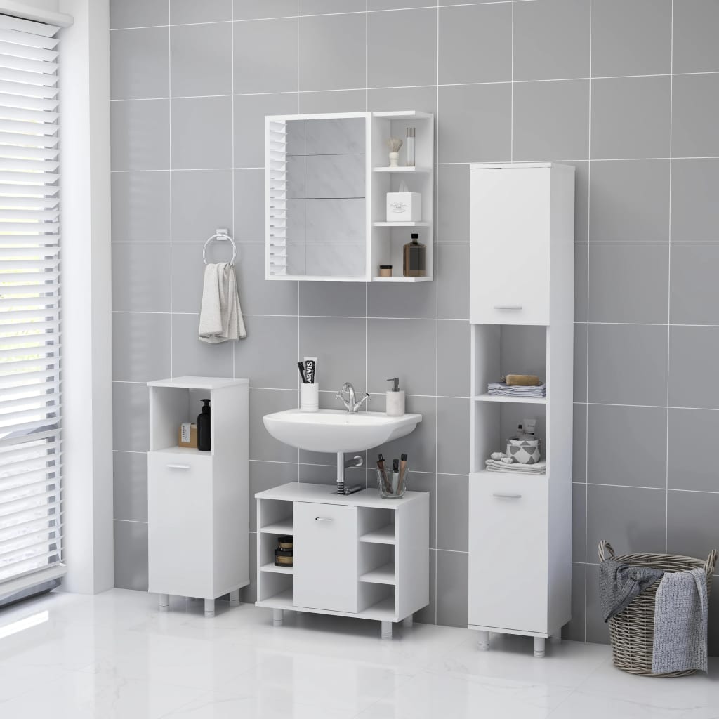 Armoire de toilette avec miroir blanc 62,5x20,5x64 cm en bois