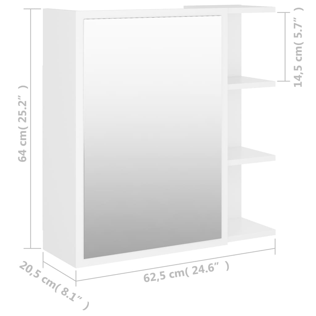 Armoire de toilette avec miroir blanc 62,5x20,5x64 cm en bois