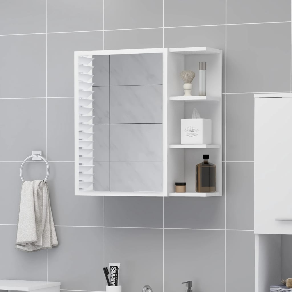 Armoire de toilette avec miroir blanc 62,5x20,5x64 cm en bois