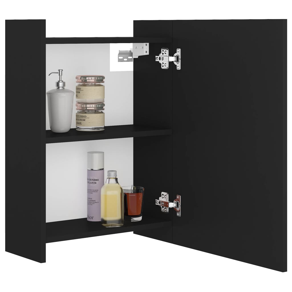 Armoire de toilette avec miroir noir 62,5x20,5x64 cm en bois