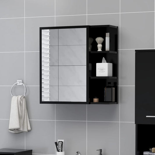 Armoire de toilette avec miroir noir 62,5x20,5x64 cm en bois