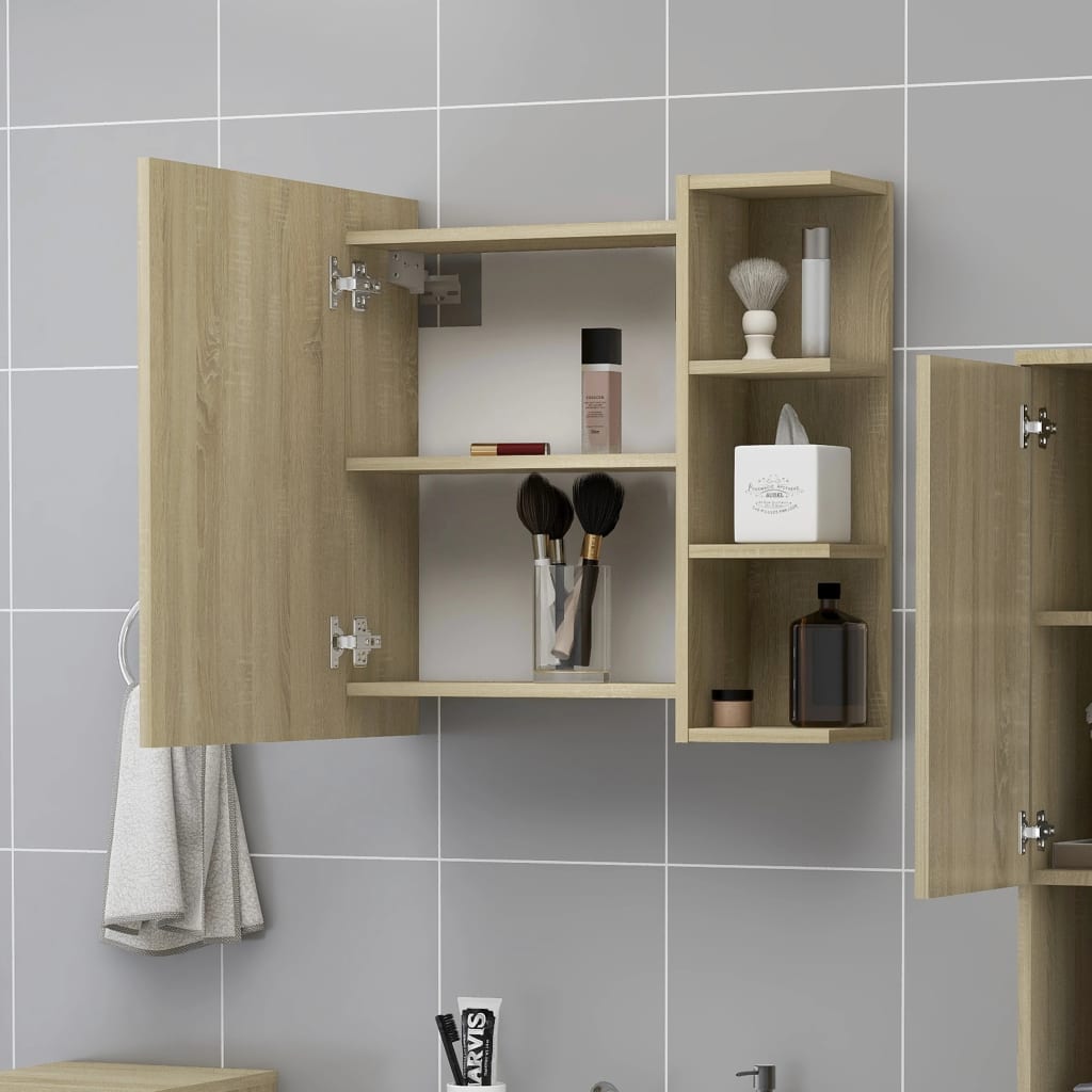 Armoire de toilette avec miroir chêne Sonoma 62,5x20,5x64 cm matériau bois