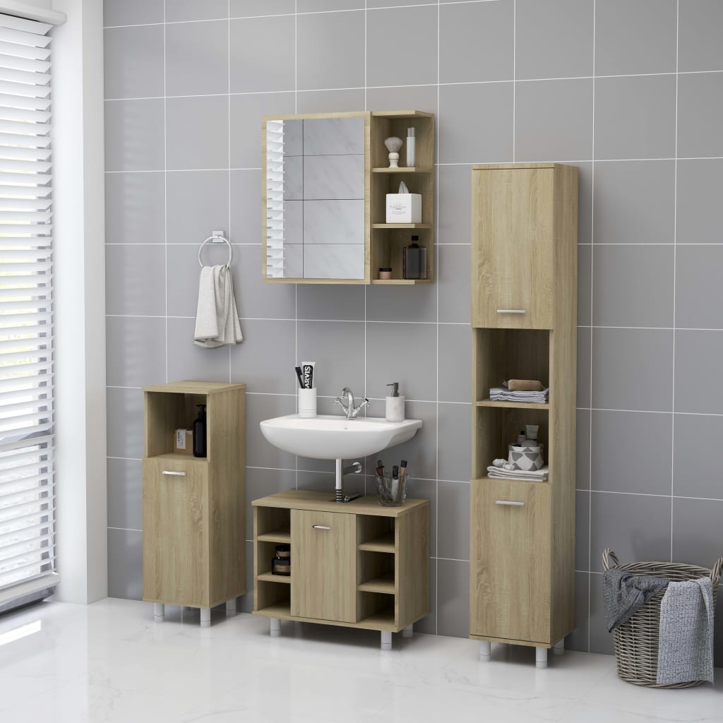 Armoire de toilette avec miroir chêne Sonoma 62,5x20,5x64 cm matériau bois