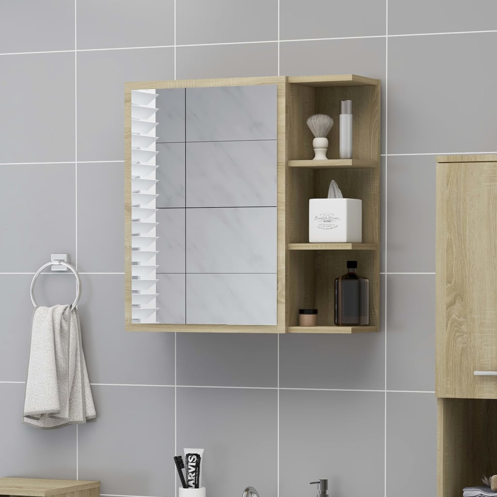 Armoire de toilette avec miroir chêne Sonoma 62,5x20,5x64 cm matériau bois