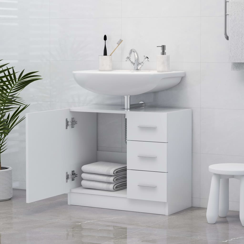 Meuble lavabo blanc 63x30x54 cm en bois