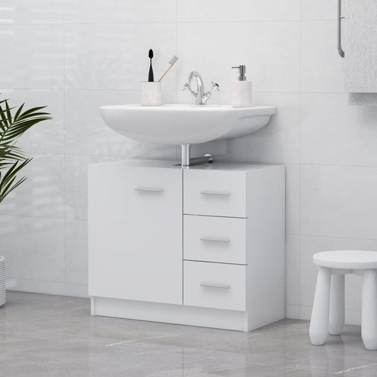 Meuble lavabo blanc 63x30x54 cm en bois