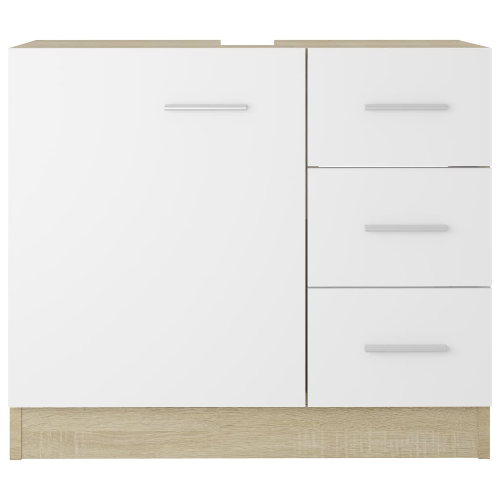 Waschbeckenunterschrank Weiß & Sonoma-Eiche-Optik 60x38,5x48 cm