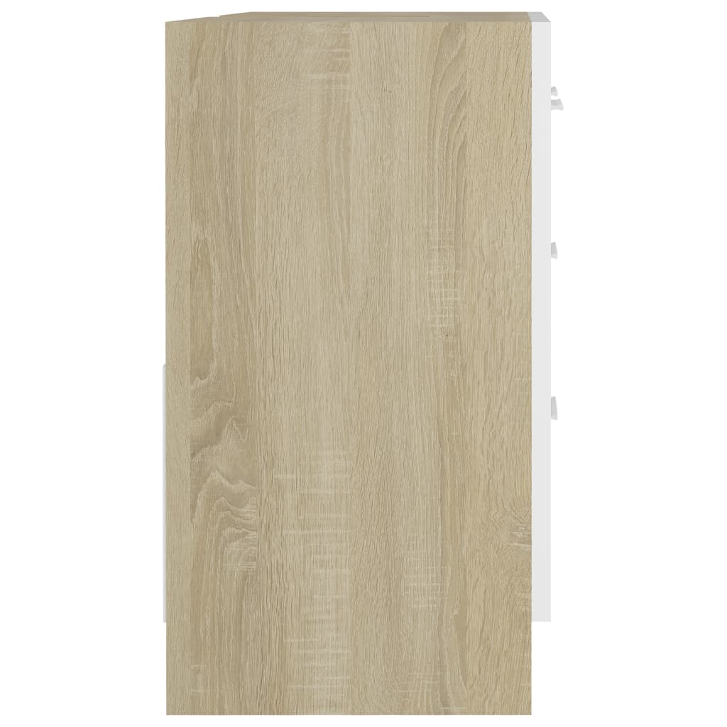 Waschbeckenunterschrank Weiß & Sonoma-Eiche-Optik 60x38,5x48 cm